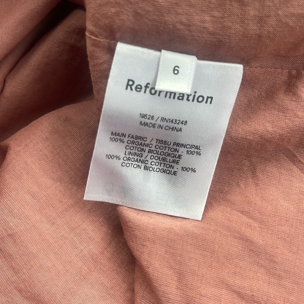 Reformation Dunes Smocked Long Sleeve Mini Dress Praline Pink Rose - Picture 2 of 6